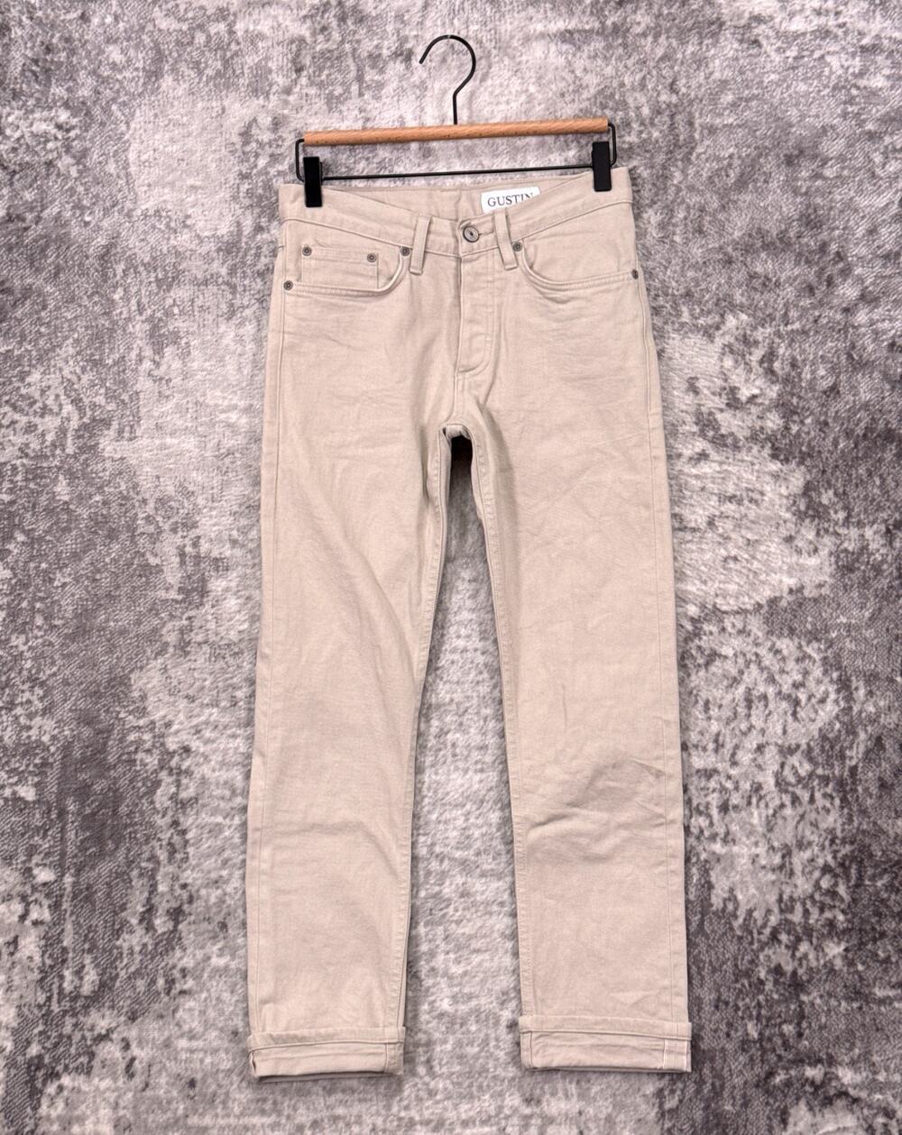 Gustin Jeans 29 x 27 Mens Slim Selvedge Denim Natural Ecru